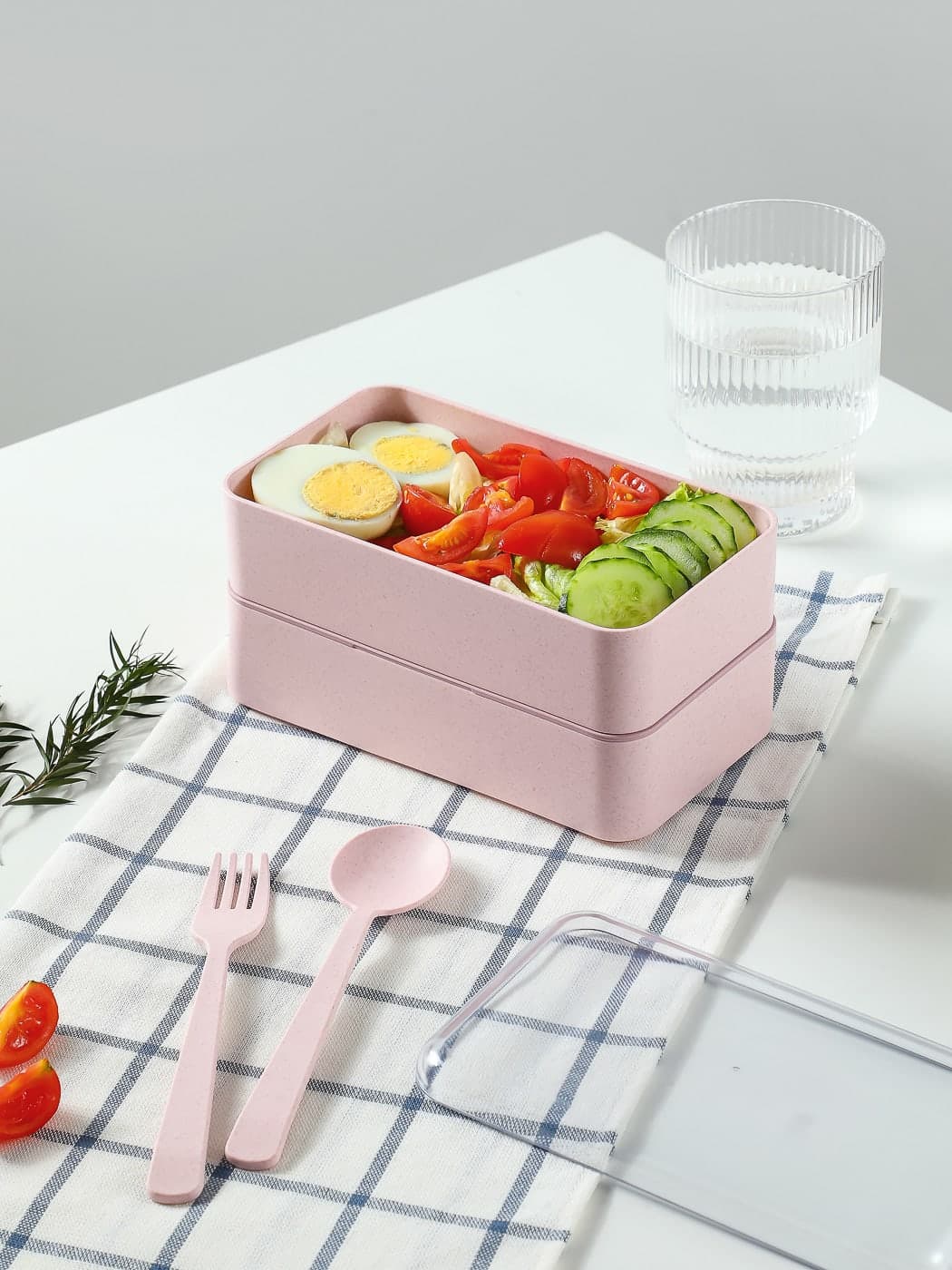 Boîte repas double compartiment 1000 ml - Rose, image 1