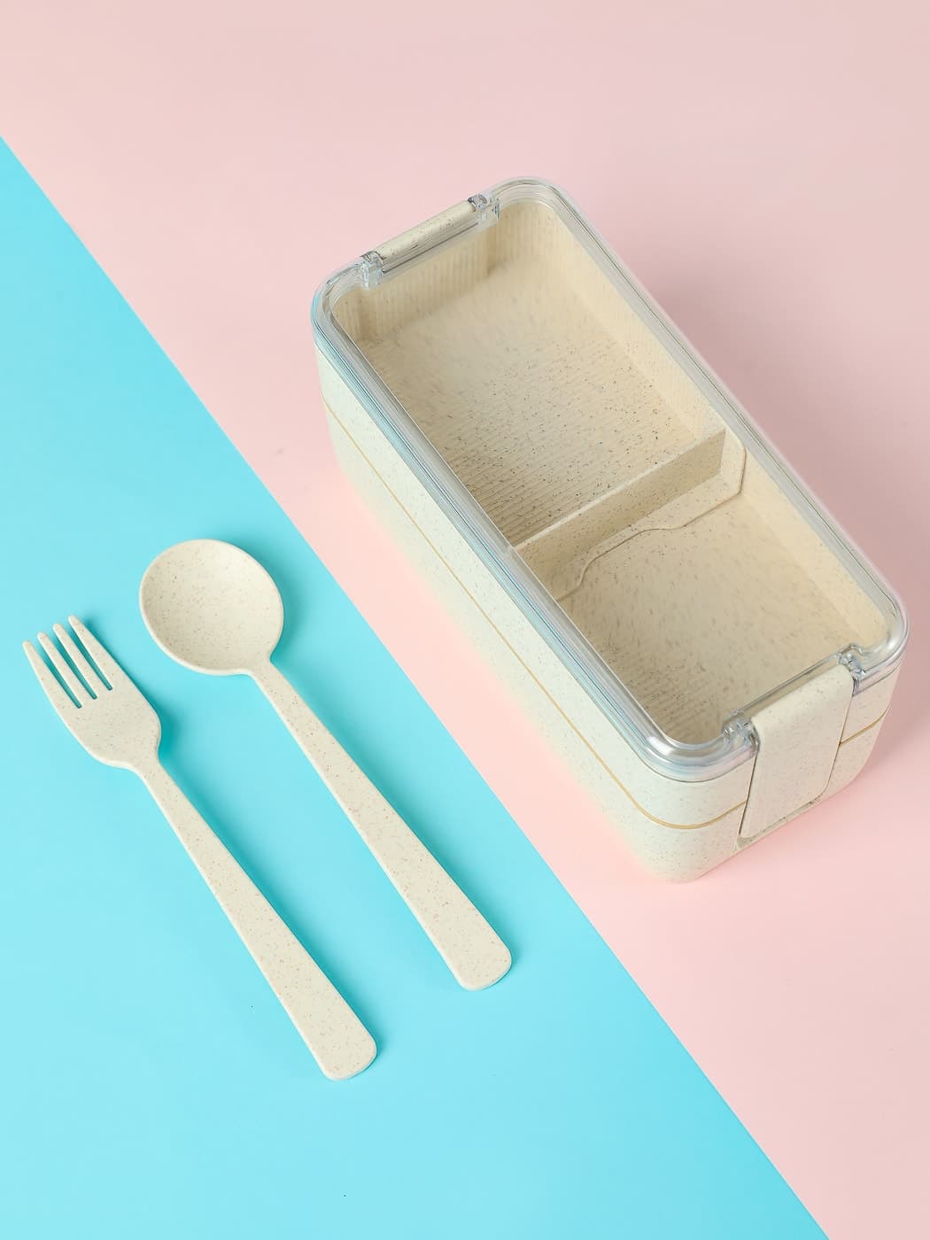 Boîte repas double compartiment en paille de blé 750 ml, image 1