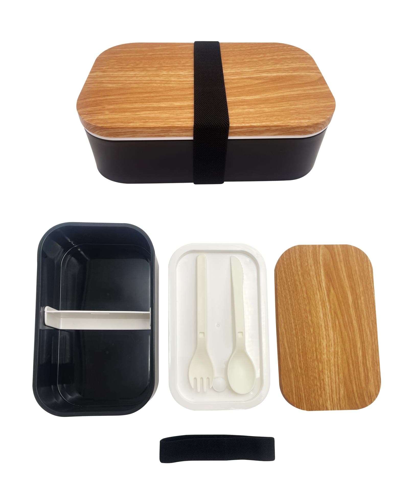 Boîte repas design bois 900 ml - Noir, image 1