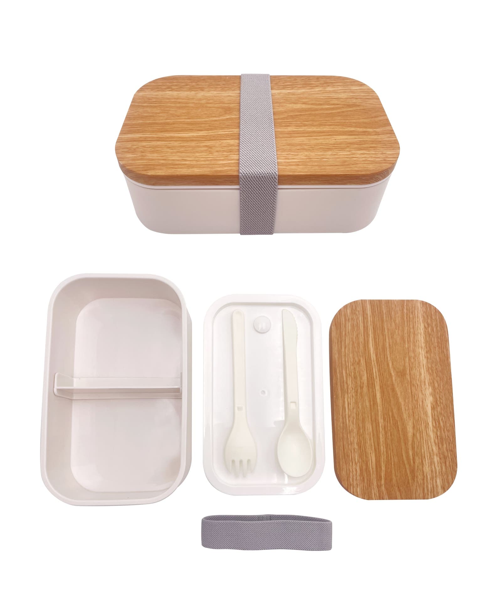 Boîte repas design bois 900 ml - Blanc, image 1