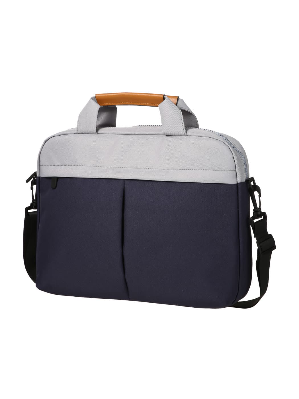 Sac ordinateur bandoulière bicolore - Bleu foncé, image 1