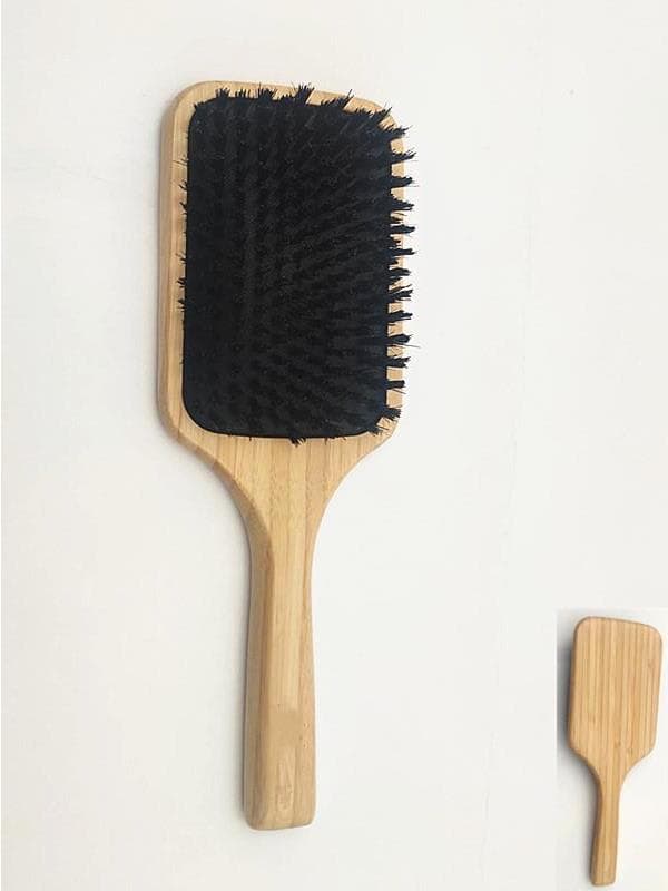 Brosse de massage cheveux en bambou carrée écologique, image 1