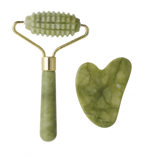 Kit rouleau de jade + pierre Gua Sha, image 1