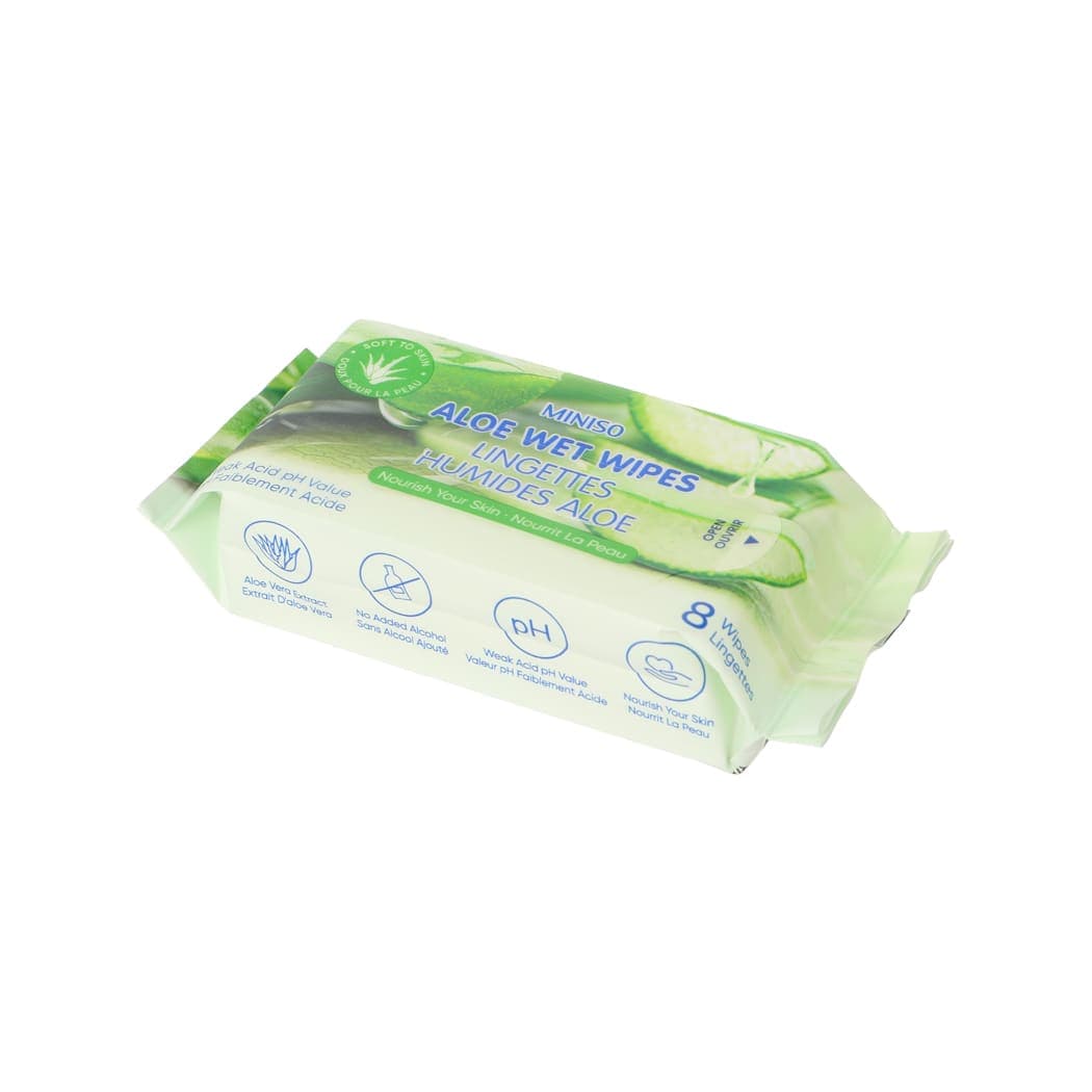 Lingettes humides à l’aloe vera (8 lingettes × 8 paquets), aperçu 2