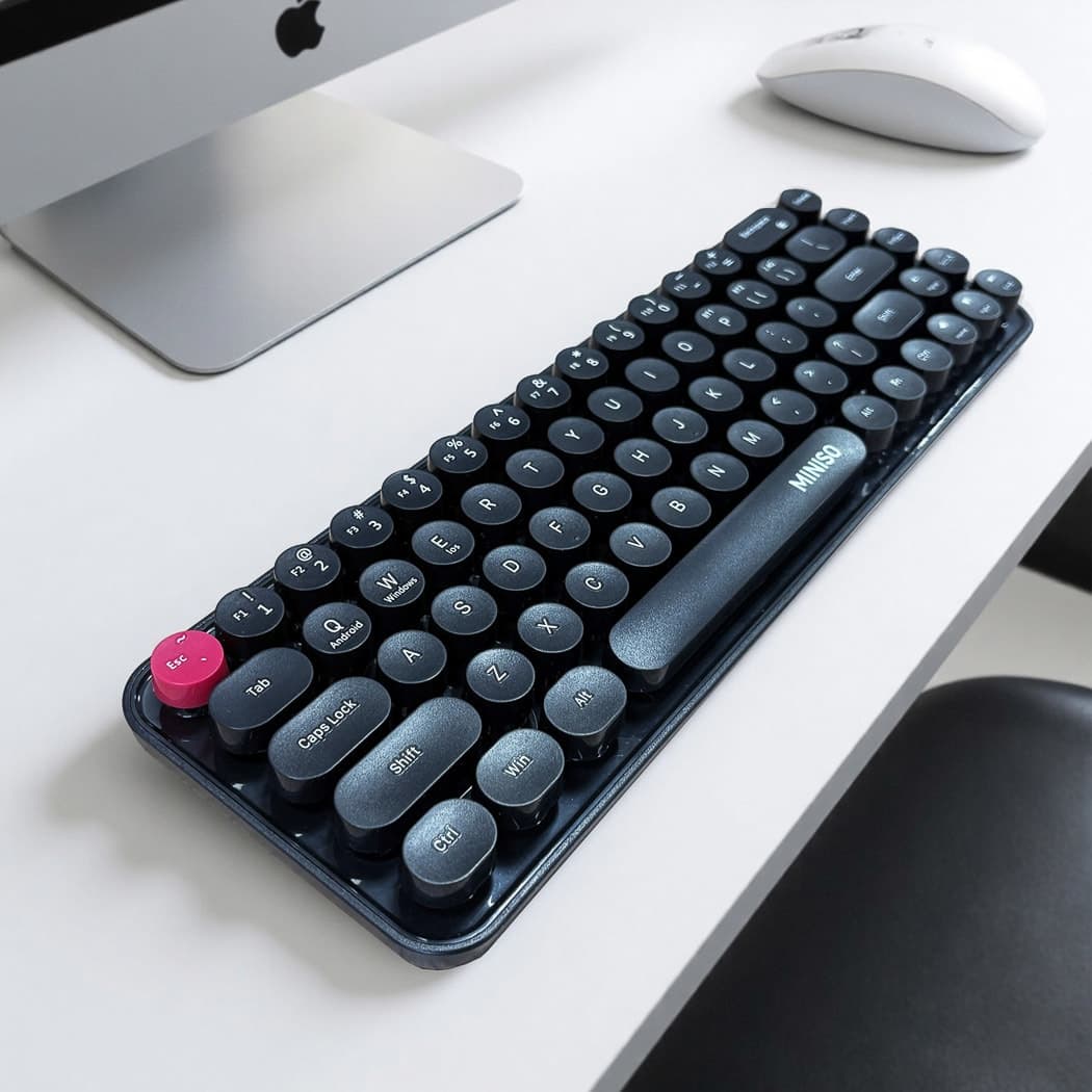 Clavier sans fil rétro touches rondes SK-676DM - Noir, image 1