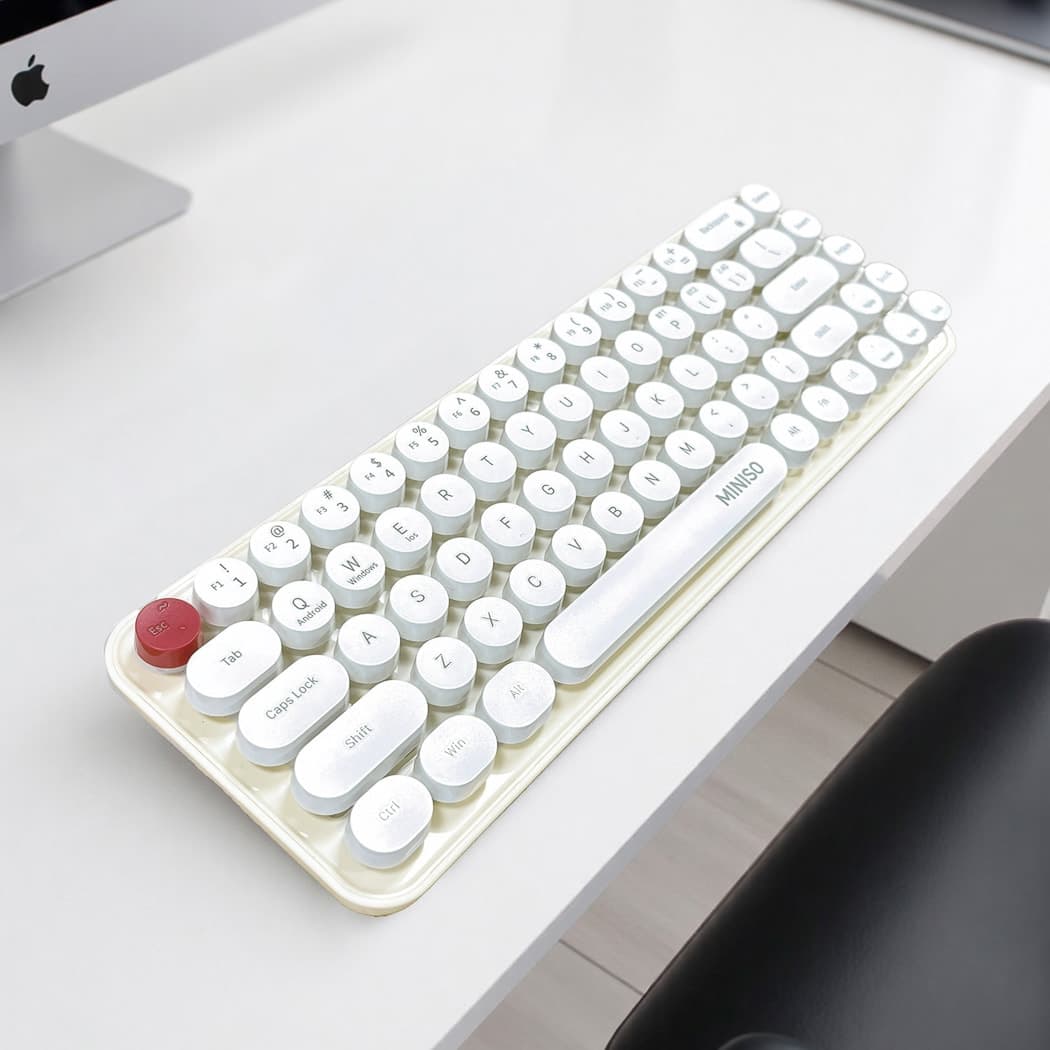 Clavier sans fil rétro touches rondes SK-676DM - Blanc, image 1